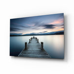 Calm lake dock panel bringing stillness to a contemporary living space