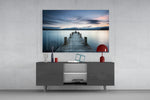 Dock pier lake glass wall art flat view