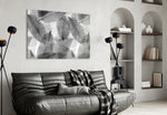 Black and White Leaves panel adding minimalist calm to a bathroom
