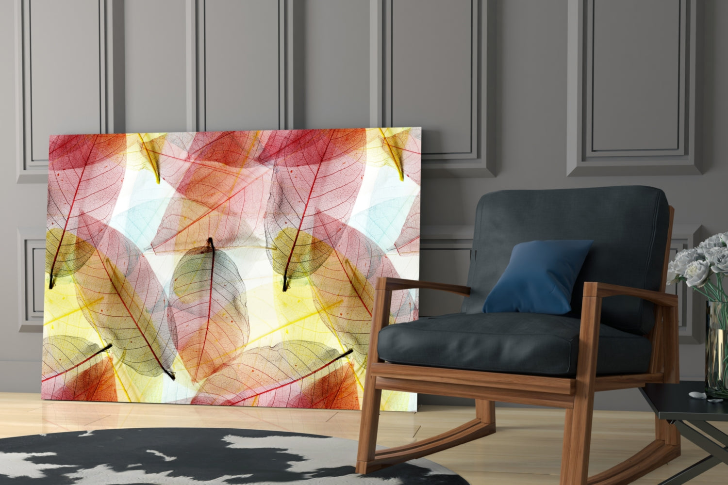 Colorful Leaves Glass Wall Art.