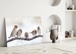 Birds glass wall art styled above a bed in a cozy, character-rich bedroom