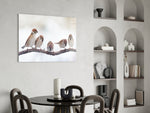 Birds glass print enhancing a kitchen nook with gentle charm