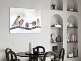 Birds glass print enhancing a kitchen nook with gentle charm