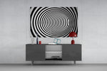 Optical illusion vortex glass wall art flat view