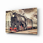 Vintage steam locomotive panel bringing character to a contemporary living space