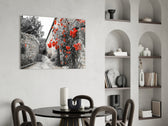 Red Rose glass print enhancing a hallway with a love-letter feel