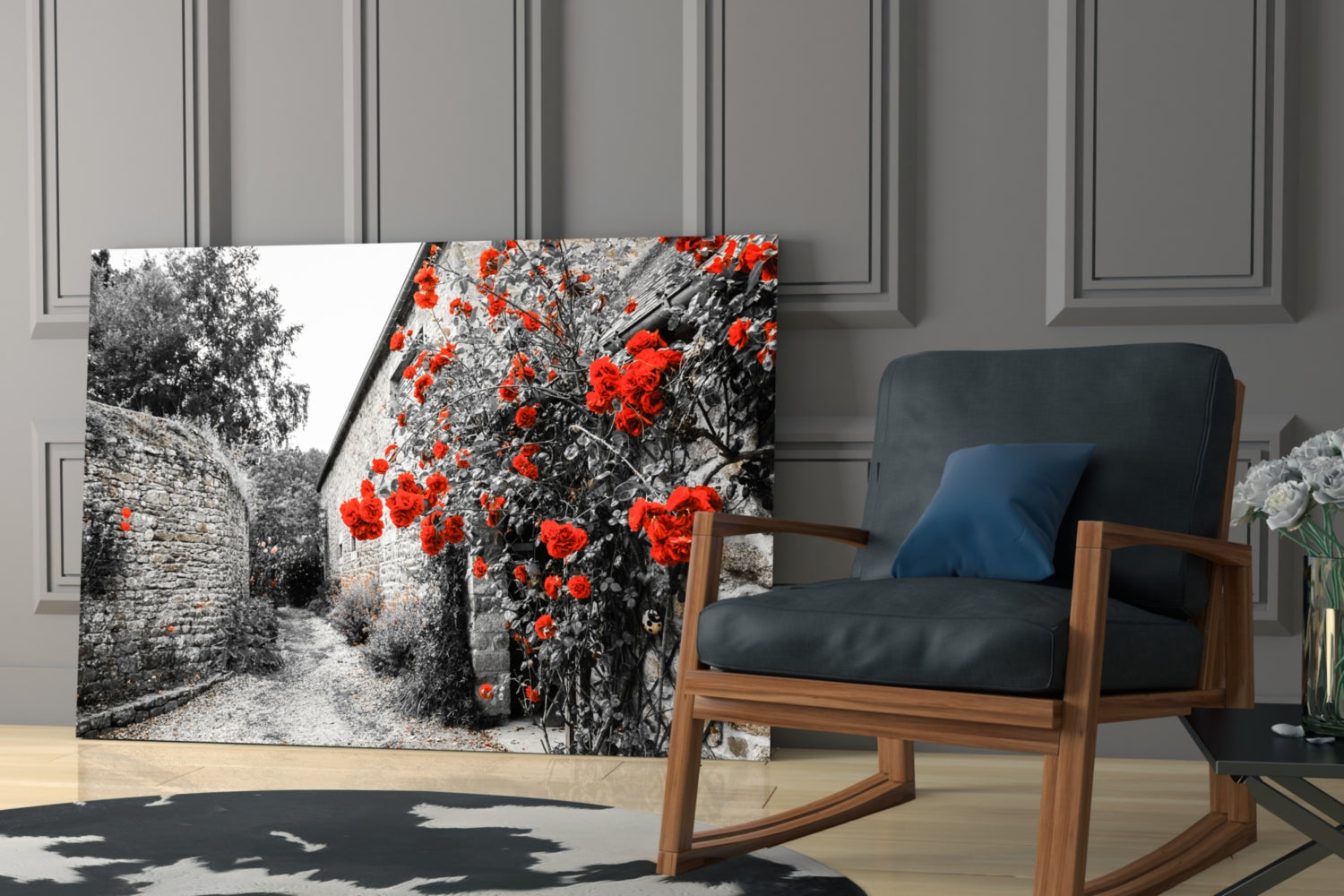 Red Rose Glass Wall Art.