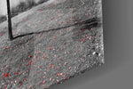 Red Tree panel catching daylight to reveal its scarlet canopy