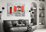 Red Door panel adding cottage warmth to a kitchen wall