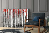 Red Forest artwork bringing graphic nature to a modern office