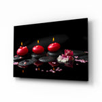 Red candle spa panel bringing ritual warmth to a contemporary living space