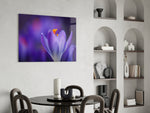 Flower glass print enhancing a hallway with painterly macro