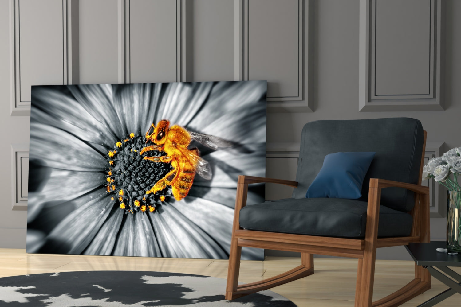 Honey Bee Glass Wall Art.