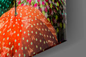 Colorful Umbrellas panel catching daylight to reveal its saturated tones