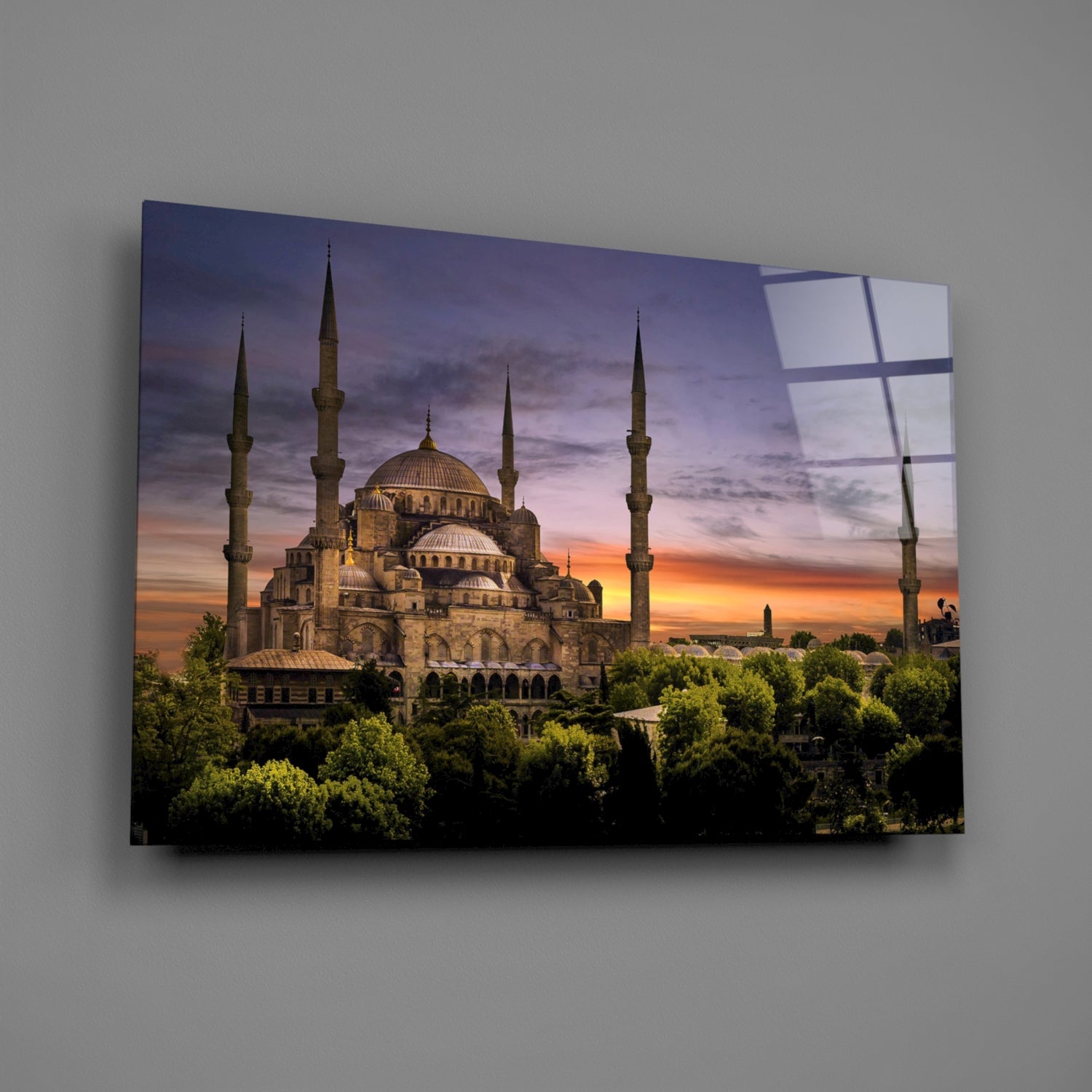 Blue Mosque Glass Wall Art.