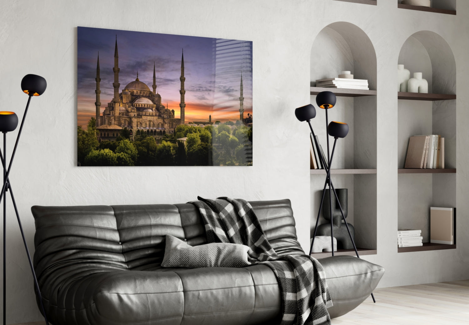 Blue Mosque Glass Wall Art.