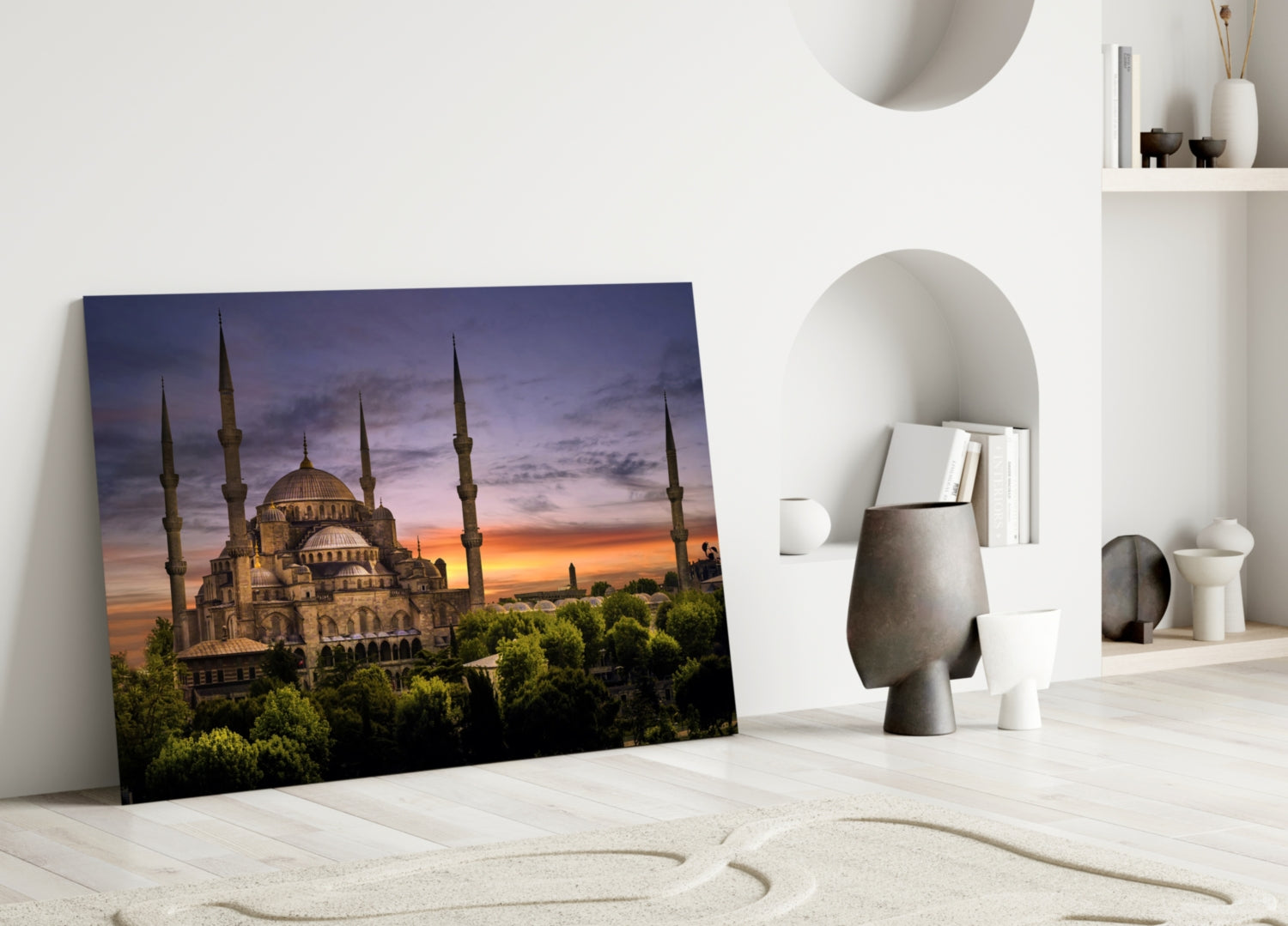 Blue Mosque Glass Wall Art.