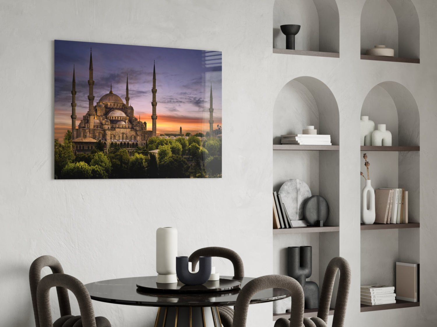 Blue Mosque Glass Wall Art.