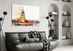 Maiden's Tower panel adding painterly romance to a bedroom