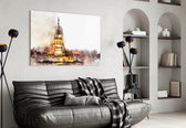 Maiden's Tower panel adding painterly romance to a bedroom