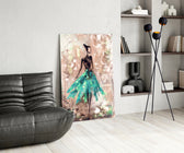 Female glass print enhancing a creative studio or office