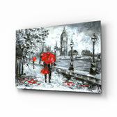 London oil painting panel bringing rainy romance to a contemporary living space