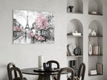 Paris glass print enhancing a dining area with springtime warmth