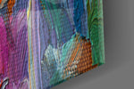 Abstract panel catching side light to reveal its impasto texture