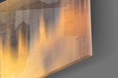 Downtown panel catching warm light to reveal its golden horizon