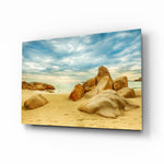 Tropical beach panel bringing holiday calm to a contemporary living space