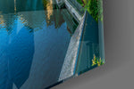 Lake panel catching daylight to reveal its symmetrical reflection