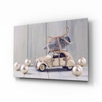 Miniature car holiday panel bringing seasonal charm to a contemporary living space
