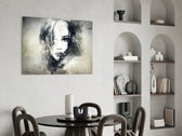 Woman Portrait glass print enhancing a creative studio