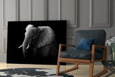 Elephant glass print enhancing a masculine lounge with wildlife presence