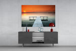 Dock panel catching warm light to reveal its orange sky
