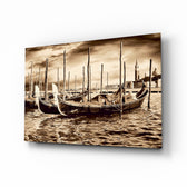 Venice glass wall art displayed above a console in a designer interior