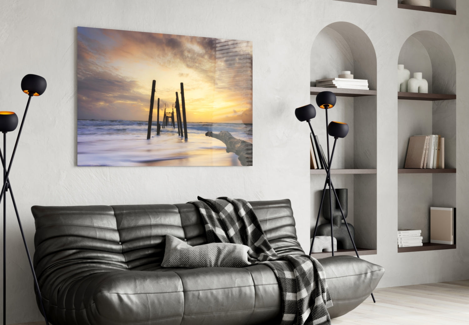 Destroyed Dock Glass Wall Art.