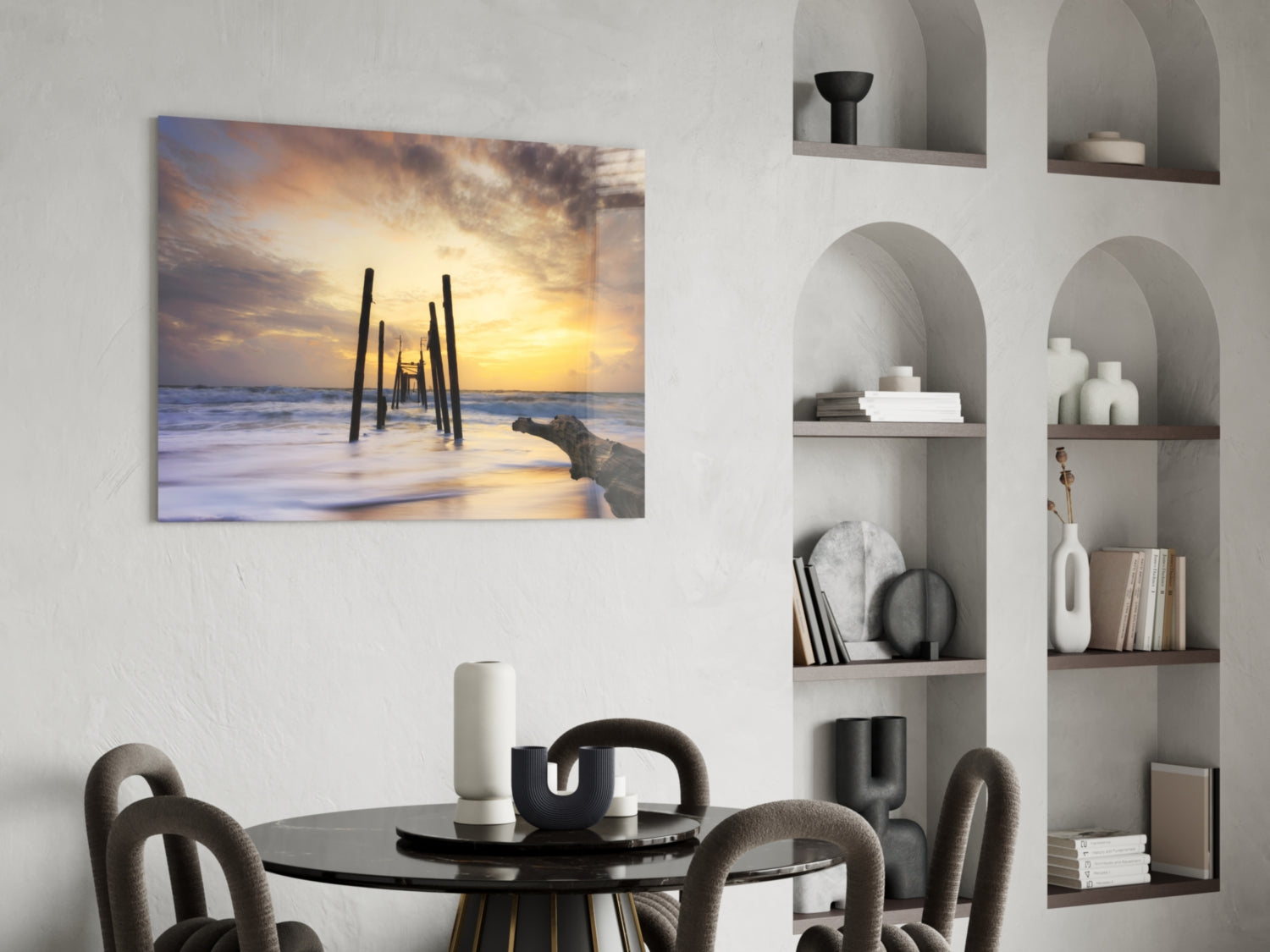 Destroyed Dock Glass Wall Art.