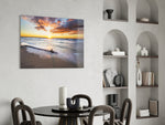 Sunset panel enhancing a bathroom retreat with beach calm