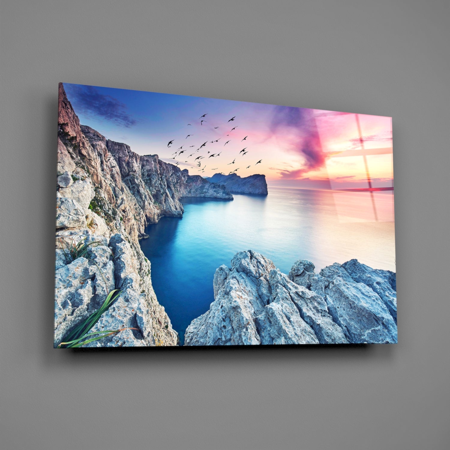 Red Sunset Glass Wall Art.