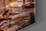 Dock artwork anchoring a hallway with cool coastal palette