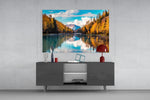 Lake panel catching warm light to reveal its mirrored reflection