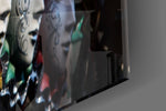 Venetian Carnival Masks artwork anchoring a hallway with Italian palette