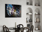 Venetian Carnival Masks panel adding masquerade energy to a dressing area