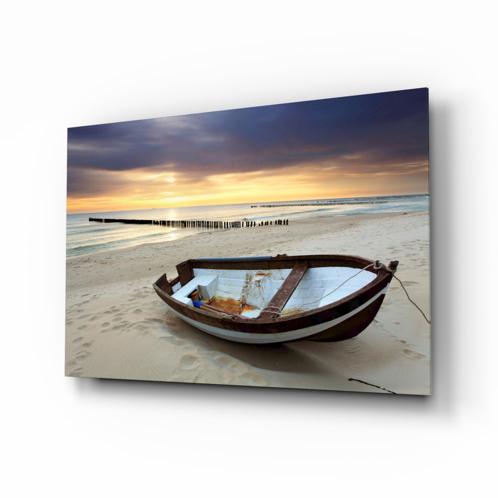 Beach glass wall art displayed above a console in a designer interior