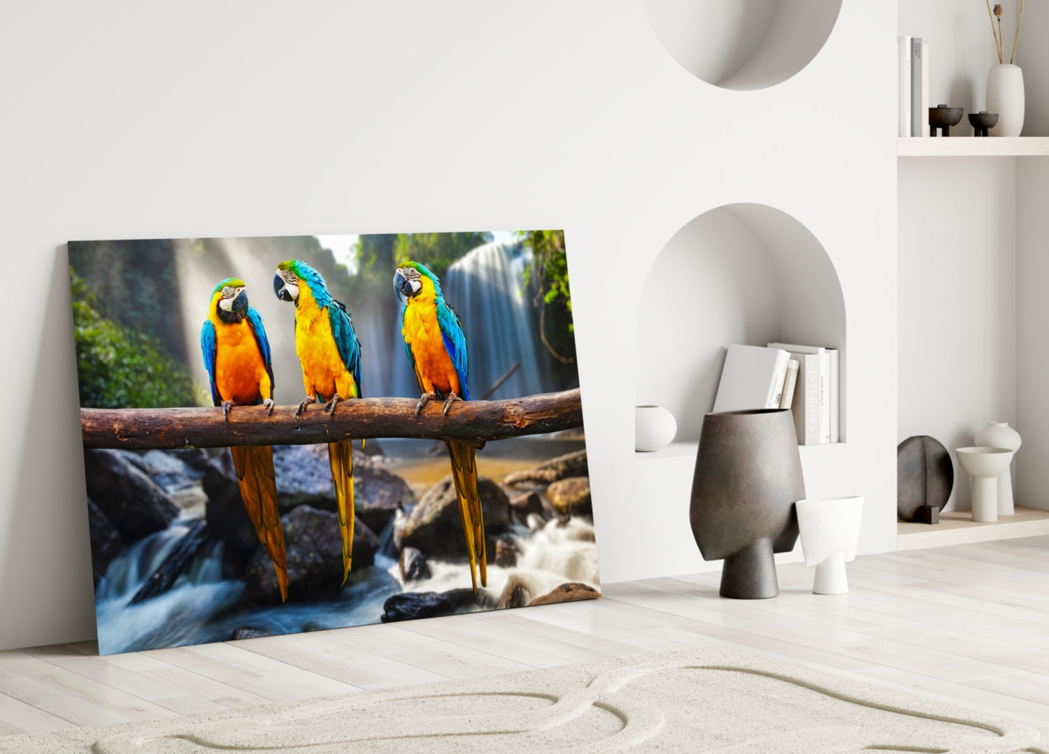 Parrots Glass Wall Art.