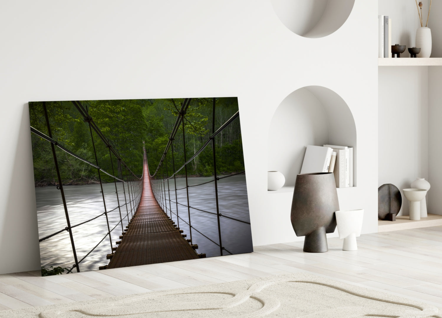 Suspension Bridge Glass Wall Art.