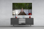 Suspension Bridge panel catching soft light to reveal its rope detail