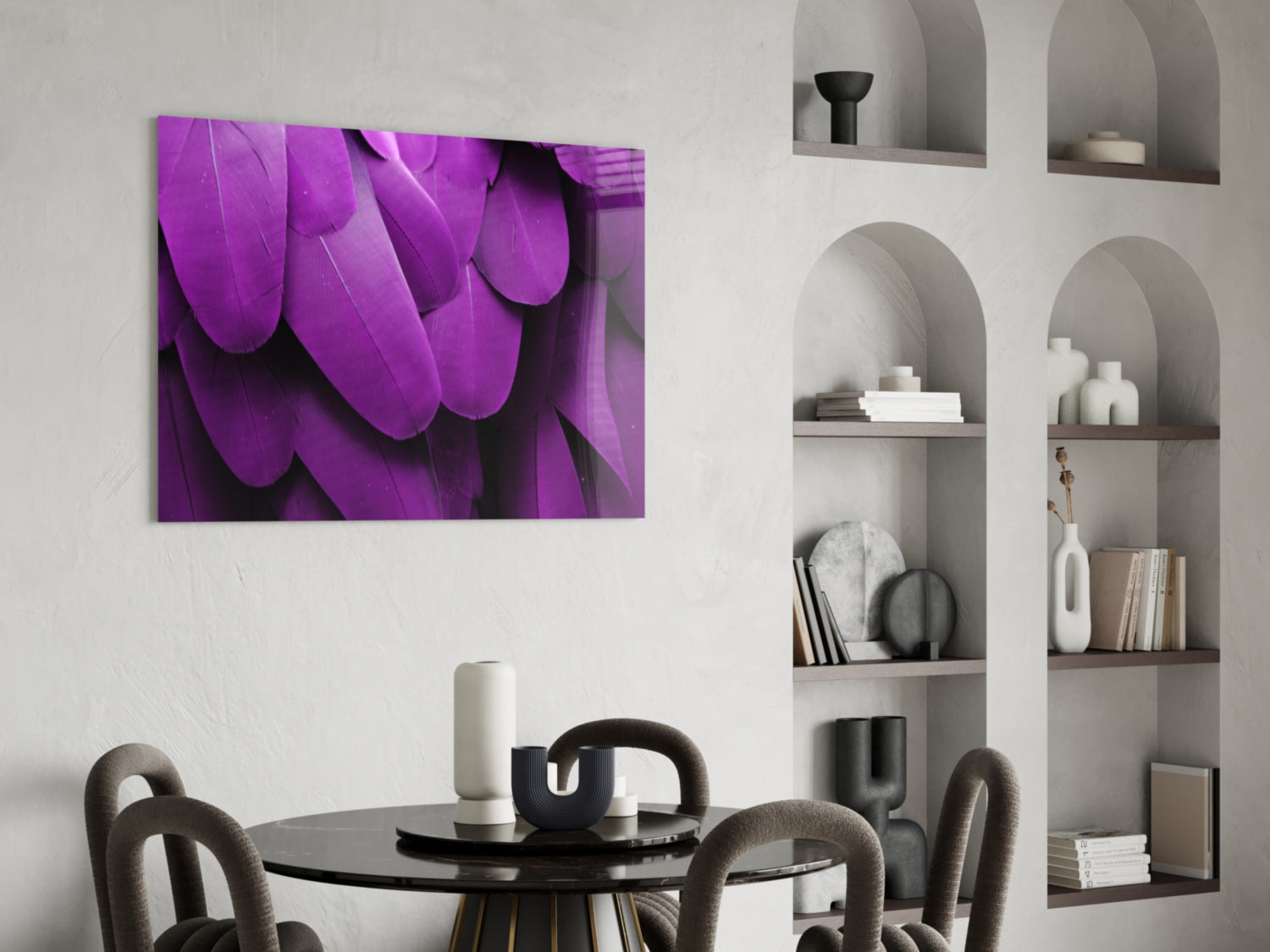 Bird Feathers Glass Wall Art.