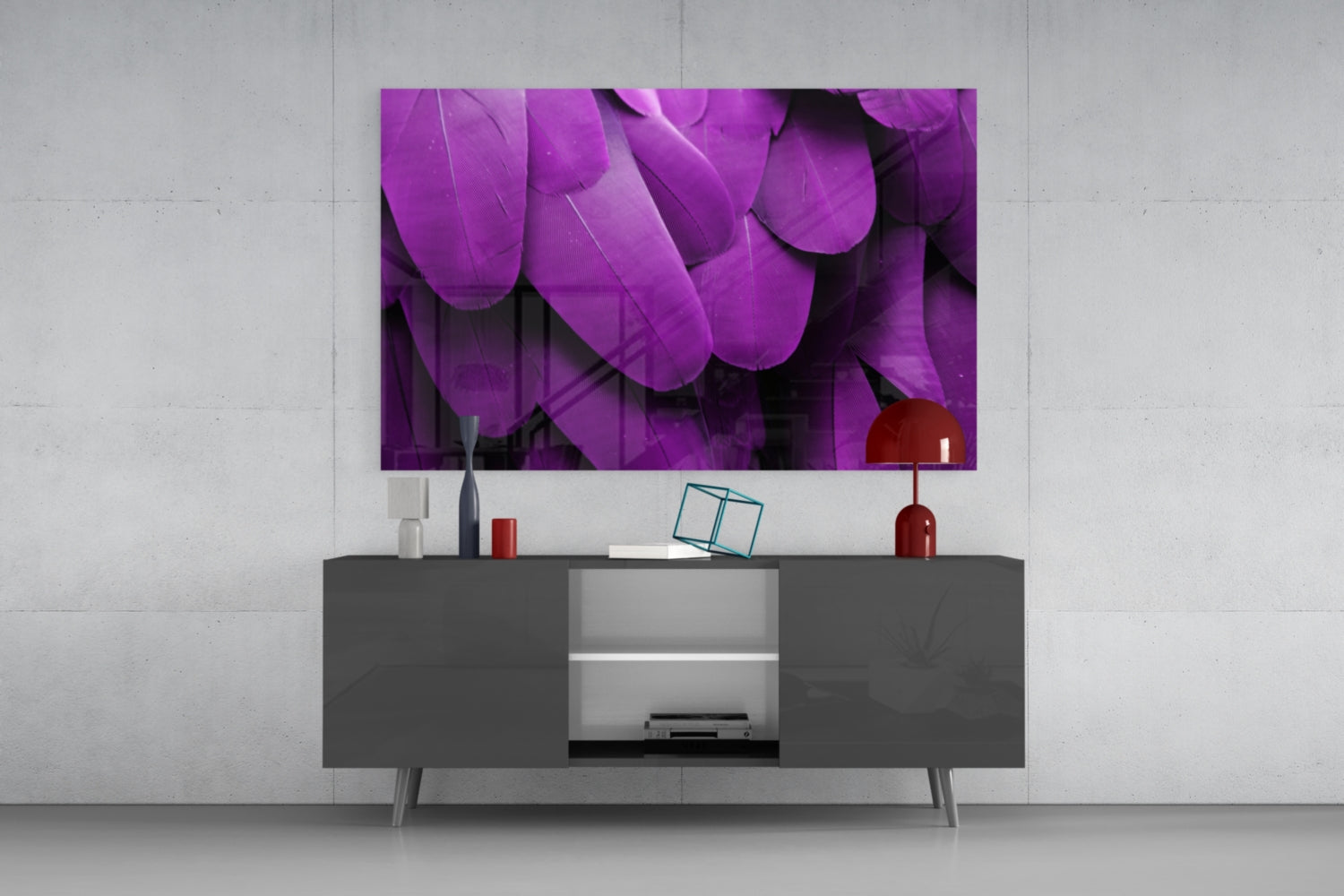 Bird Feathers Glass Wall Art.